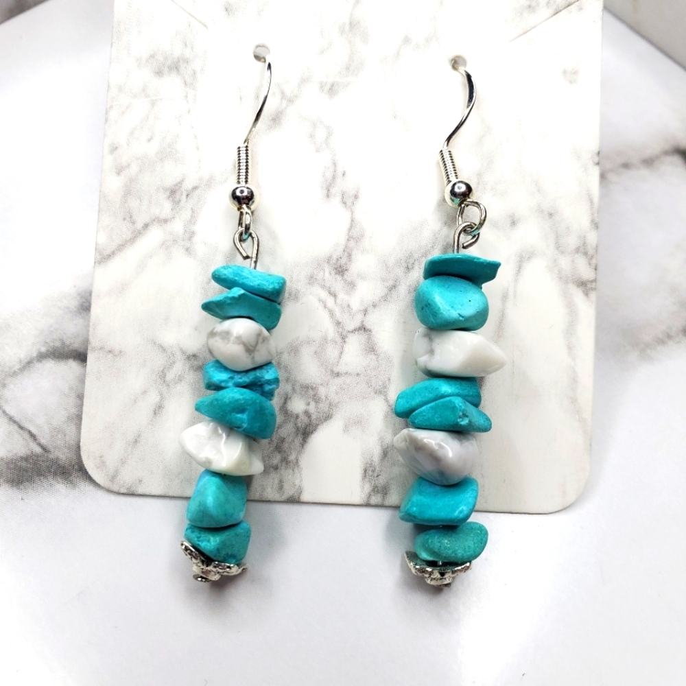 🌟2 for $15 - Natural Gemstone & Crystal Chip Bead Earrings - 925 SS